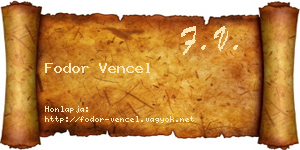 Fodor Vencel névjegykártya